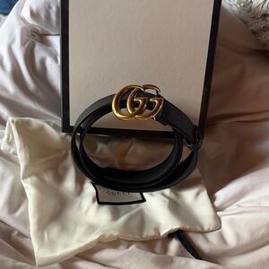 Gucci Black Belt with Gold GG Buckle